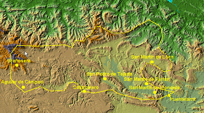 Extensión aproximada del condado de Castilla antes del 860