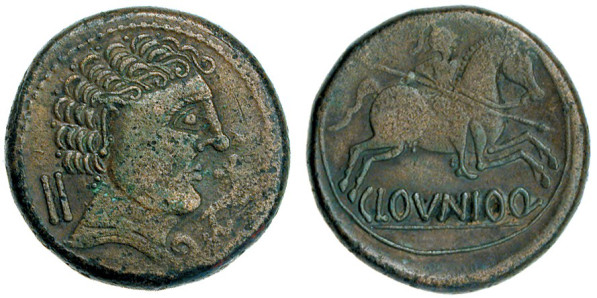 Moneda de bronce con la ceca Clounioq