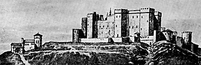 Grabado del castillo de Burgos en el siglo XVI