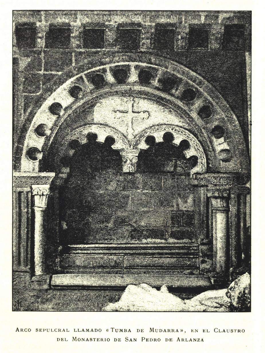 Grabado del sepulcro de Mudarra en el claustro de San Pedro de Arlanza