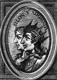 Silo y Adosinda en un grabado del siglo XVIII