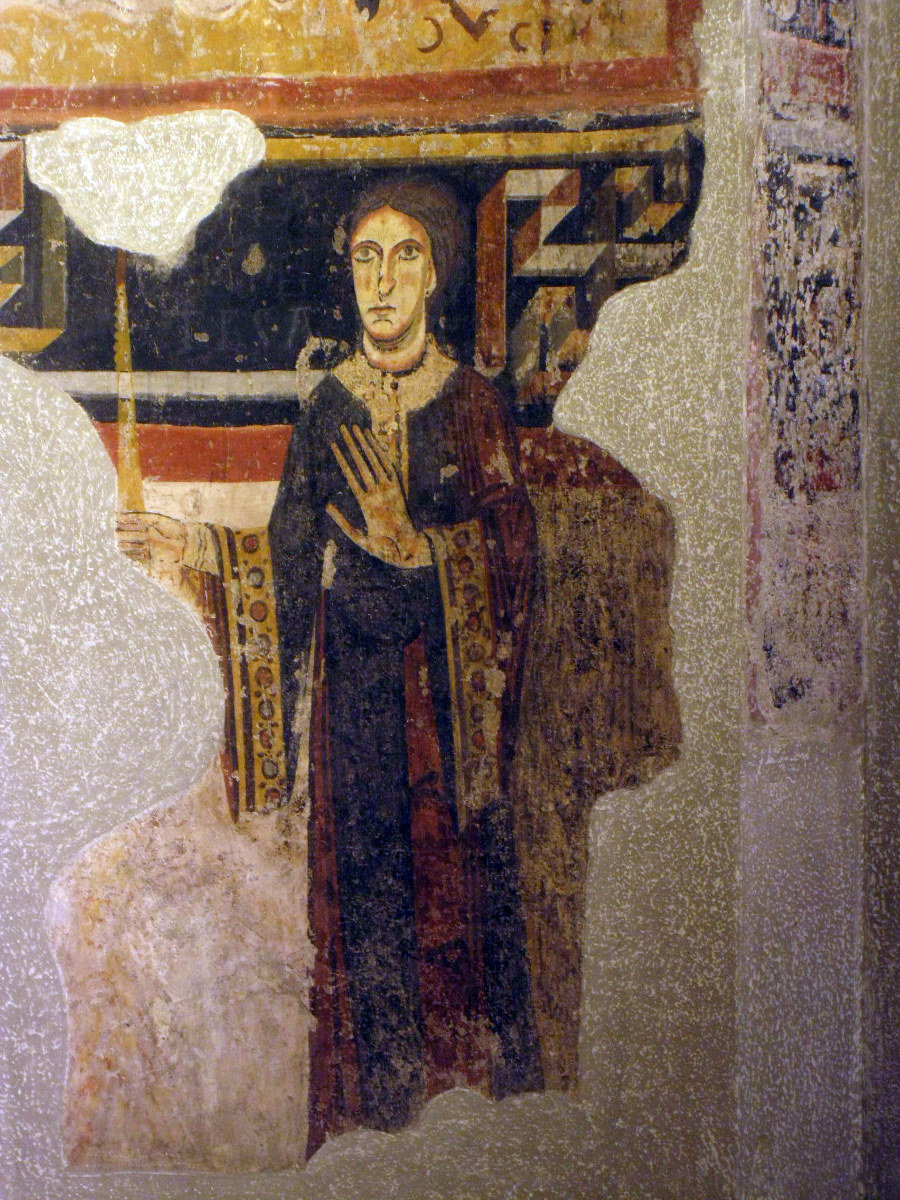 Retrato de Lucía de Pallars en un mural de San Pedro de Burgal
