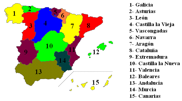 Regiones con derecho a nombrar un vocal en el Tribunal de Garantías Constitucionales de la II República (1933)