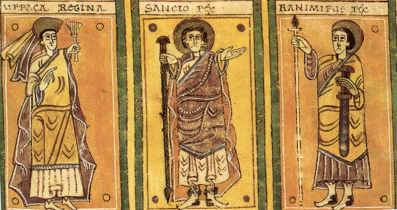 Retratos de Sancho II Garcés, su esposa Urraca Fernández y su hermano Ramiro Garcés en el Códice Albeldense