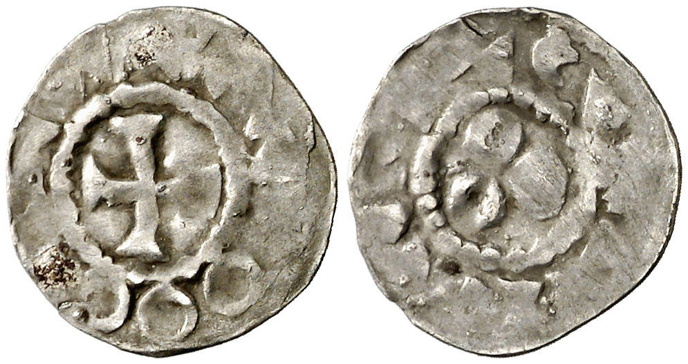 Dinero de plata de Borrell II. Comtat de Barcelona. Borrell II (947-991). Barcelona. Diner. (Cru.V.S. falta) (Cru.C.G. 1814).