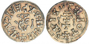 Tremis rey Rodrigo (Ruderico) de la ceca de Toledo