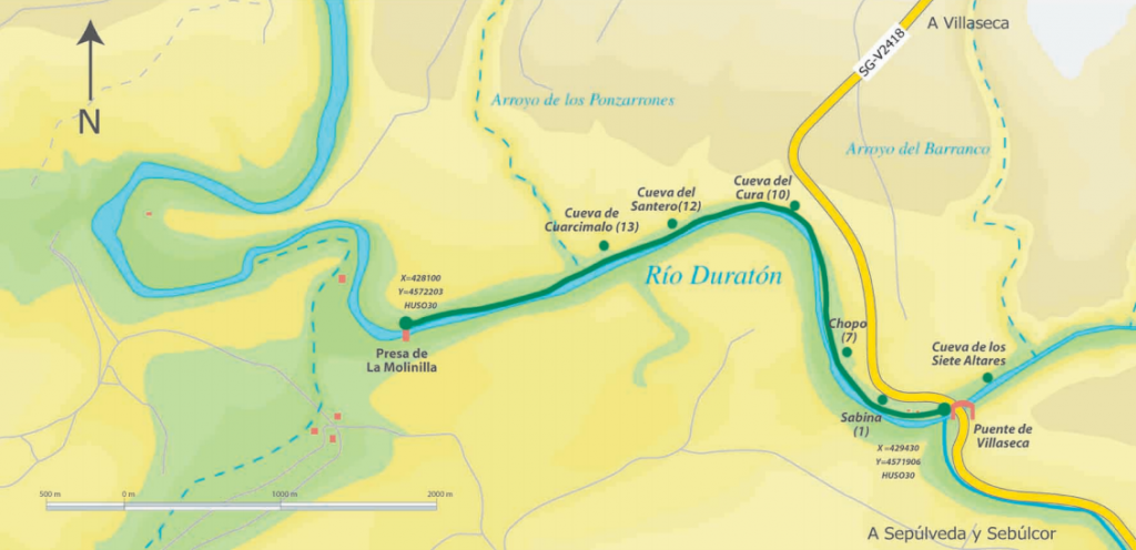 Mapa del Sendero de la Molinilla en el Parque Natural de las Hoces del Río Duratón