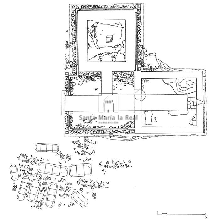 Plano yacimiento arqueológico de la ermita de Santa Cruz de Valdezate. Enciclopedia del Románico Digital