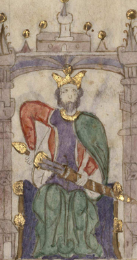 Sancho II en una miniatura del Compendio de crónicas de reyes (Biblioteca Nacional de España, Madrid)