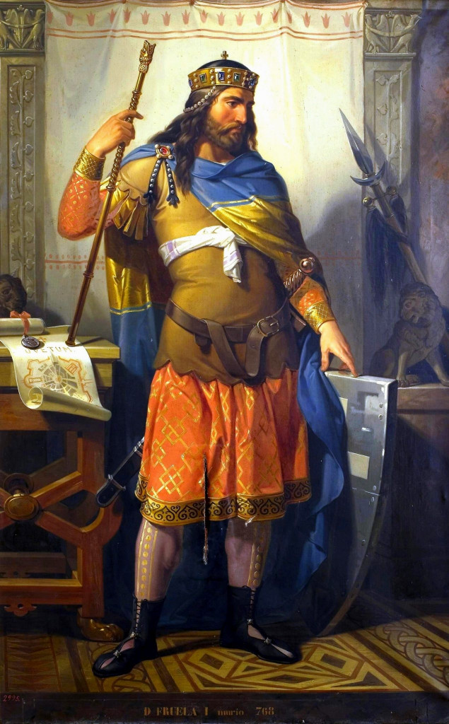 Fruela I de Asturias según el pintor Bernardino Montañés Pérez. Perteneciente al Museo del Pardo, hoy en día en el Museo de Covadonga