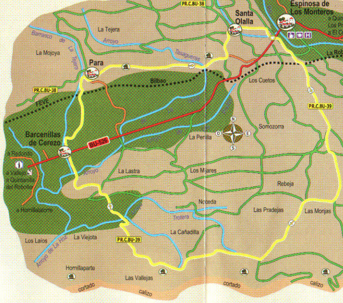 Mapa PRC-BU-39. Sendero de Noceda