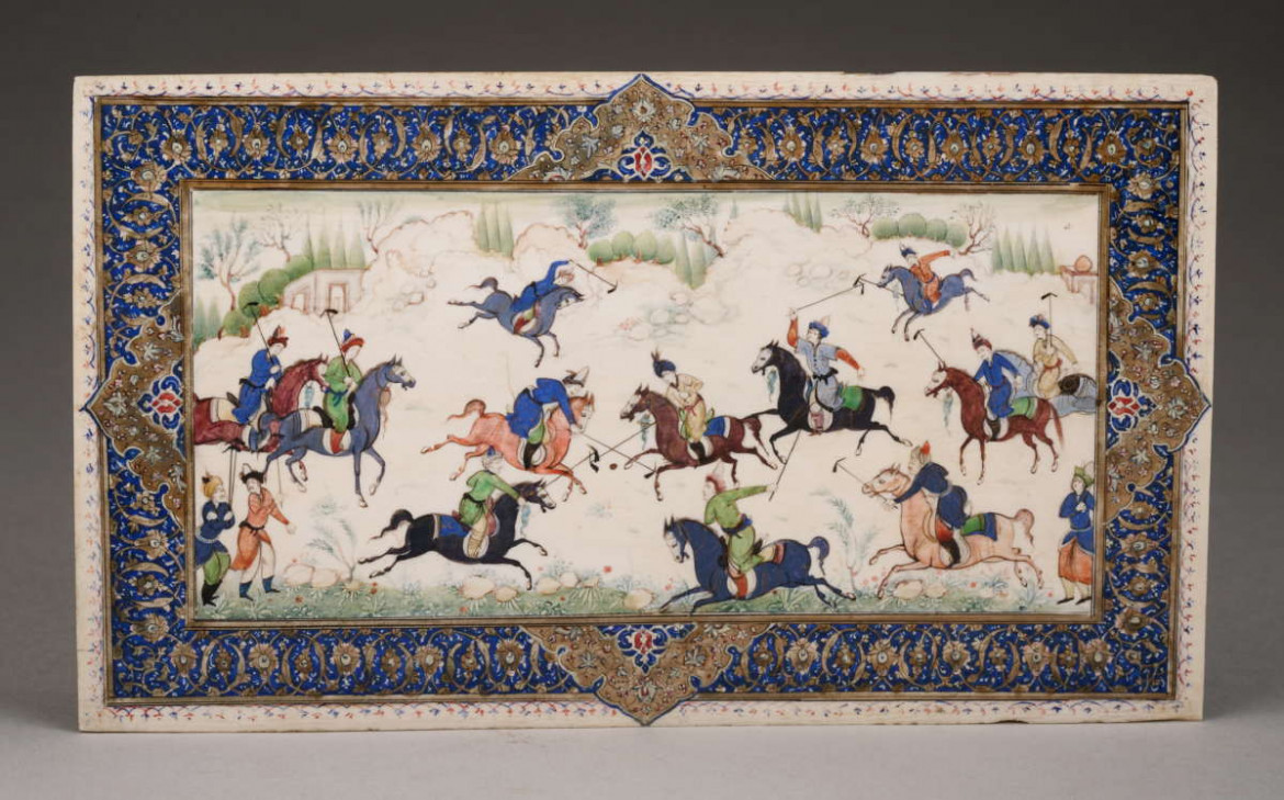 Miniatura persa pintada sobre marfil representando jugadores de polo