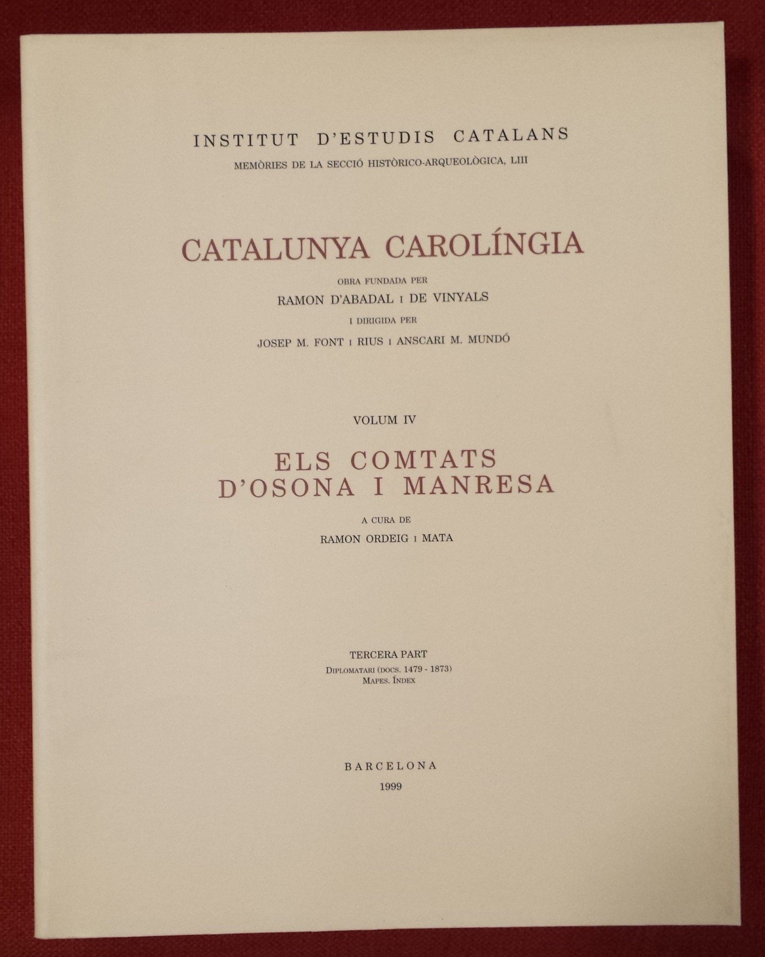 Els comtats d'Osona i Manresa. Tercera Part Book Cover