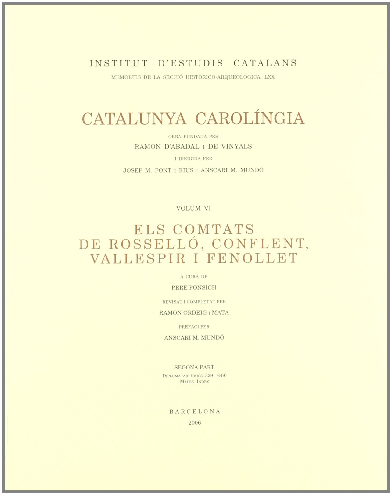 Els comtats de Rosselló, Conflent, Vallespir i Fenollet, Segona Part Book Cover