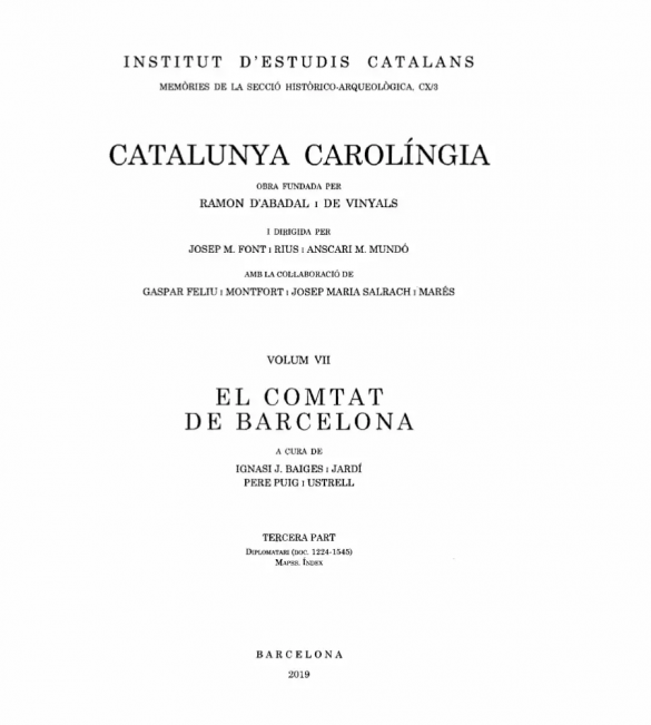 Catalunya Carolíngia VII: El comtat de Barcelona. Tercera Part