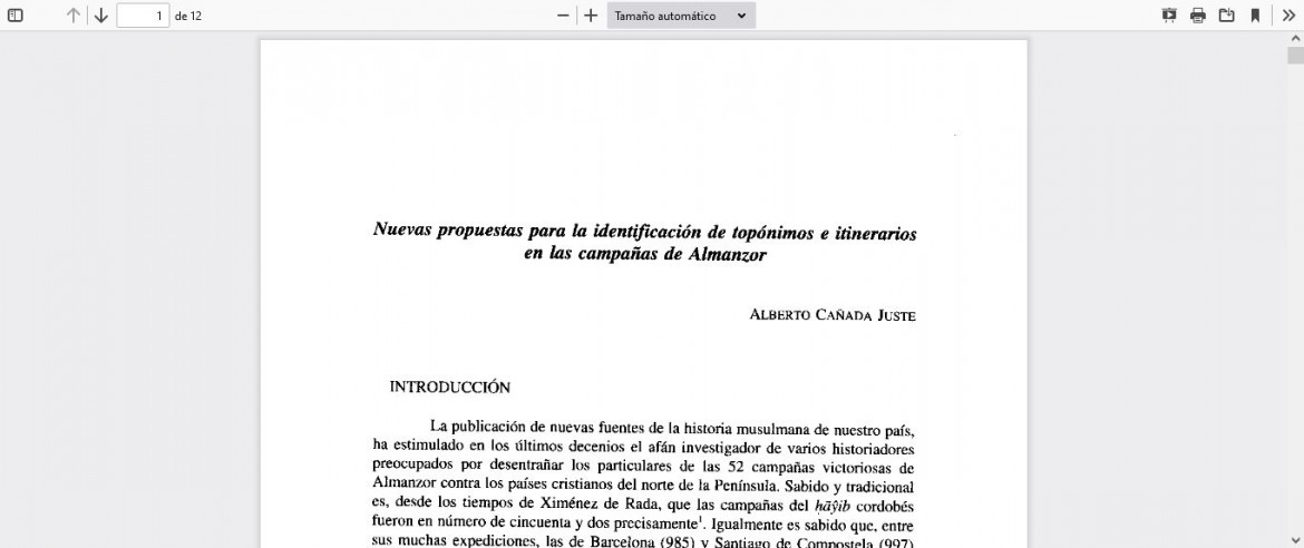 Nuevas propuestas para la identificación de topónimos e itinerarios en las campañas de Almanzor