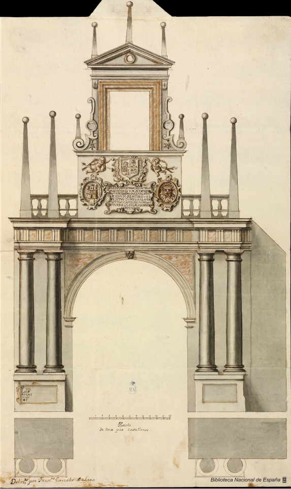 Dibujo del Arco de Fernán González realizado por Fernando González de Lara, ¿1771?. Biblioteca Nacional de España